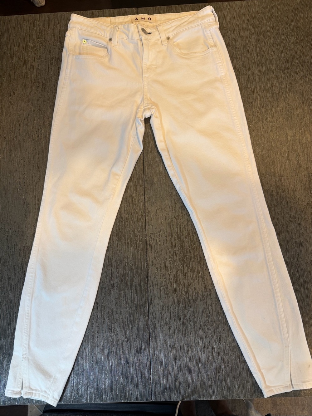 AMO Denim Twist Sea Salt White Ankle Jeans Size 26